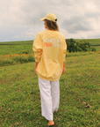 Get Your Pink Back Feather Line Yellow Crewneck