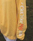 Get Your Pink Back Feather Line Yellow Crewneck