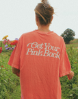 Get Your Pink Back Feather Line Red Tee