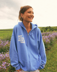 Get Your Pink Back Feather Line Blue Hoodie