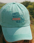 Get Your Pink Back Feather Line Green Dad Hat