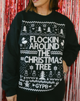 Flockin' Around the Christmas Tree Black Sweater