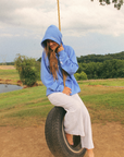 Get Your Pink Back Feather Line Blue Hoodie