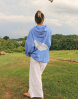Get Your Pink Back Feather Line Blue Hoodie