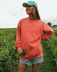 Get Your Pink Back Feather Line Pink Crewneck