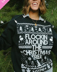 Flockin' Around the Christmas Tree Black Sweater