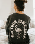 Get Your Pink Back Pigment Dyed Black Crewneck