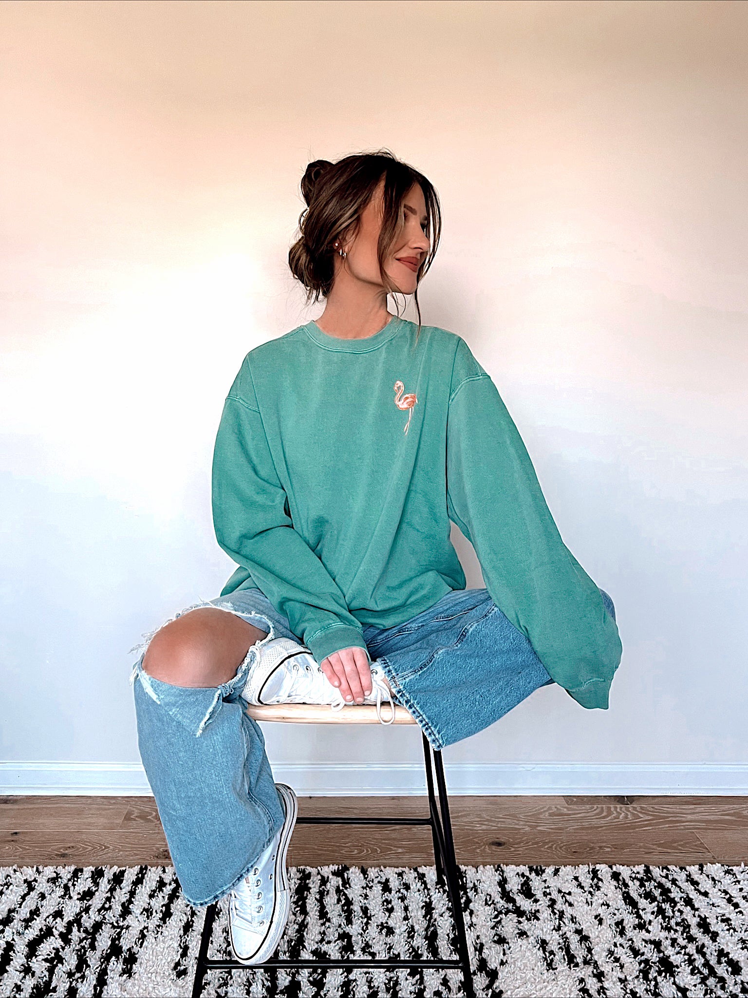Get Your Pink Back Pigment Green Crewneck get-your-pink-back-pigment-green-crewneck