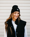 Get Your Pink Back Embroidered Black Beanie