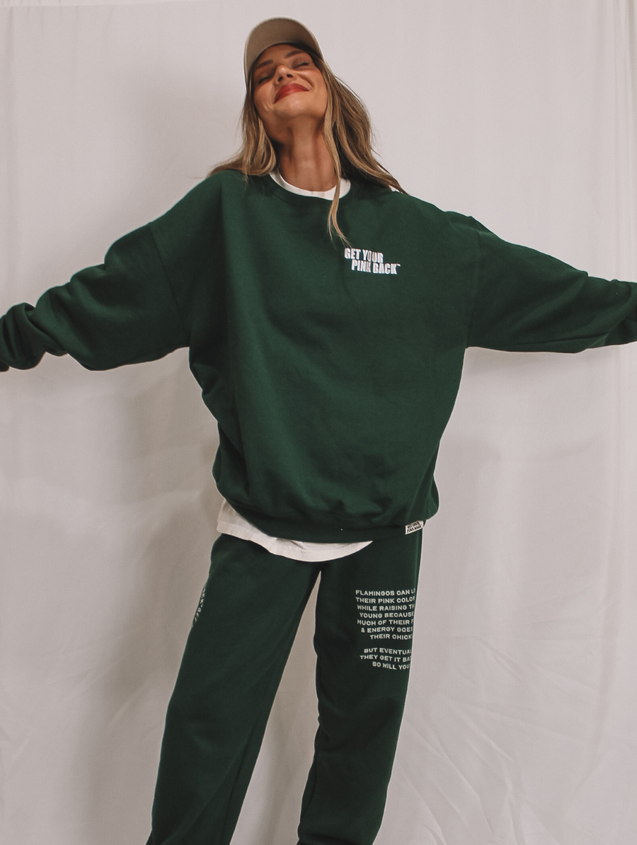 Affirmations Collection Sweat Set Forest Green Sweatshirt