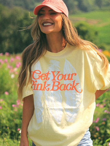 Get Your Pink Back™ Feather Line Yellow Tee