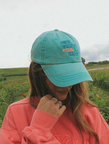 Get Your Pink Back™ Feather Line Green Dad Hat