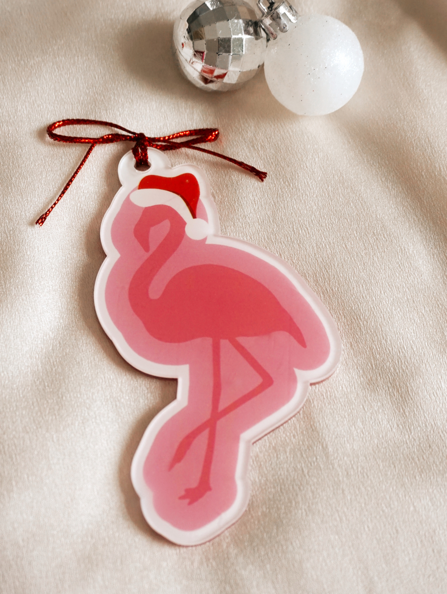 Flockin' Around the Christmas Tree Flamingo Ornament