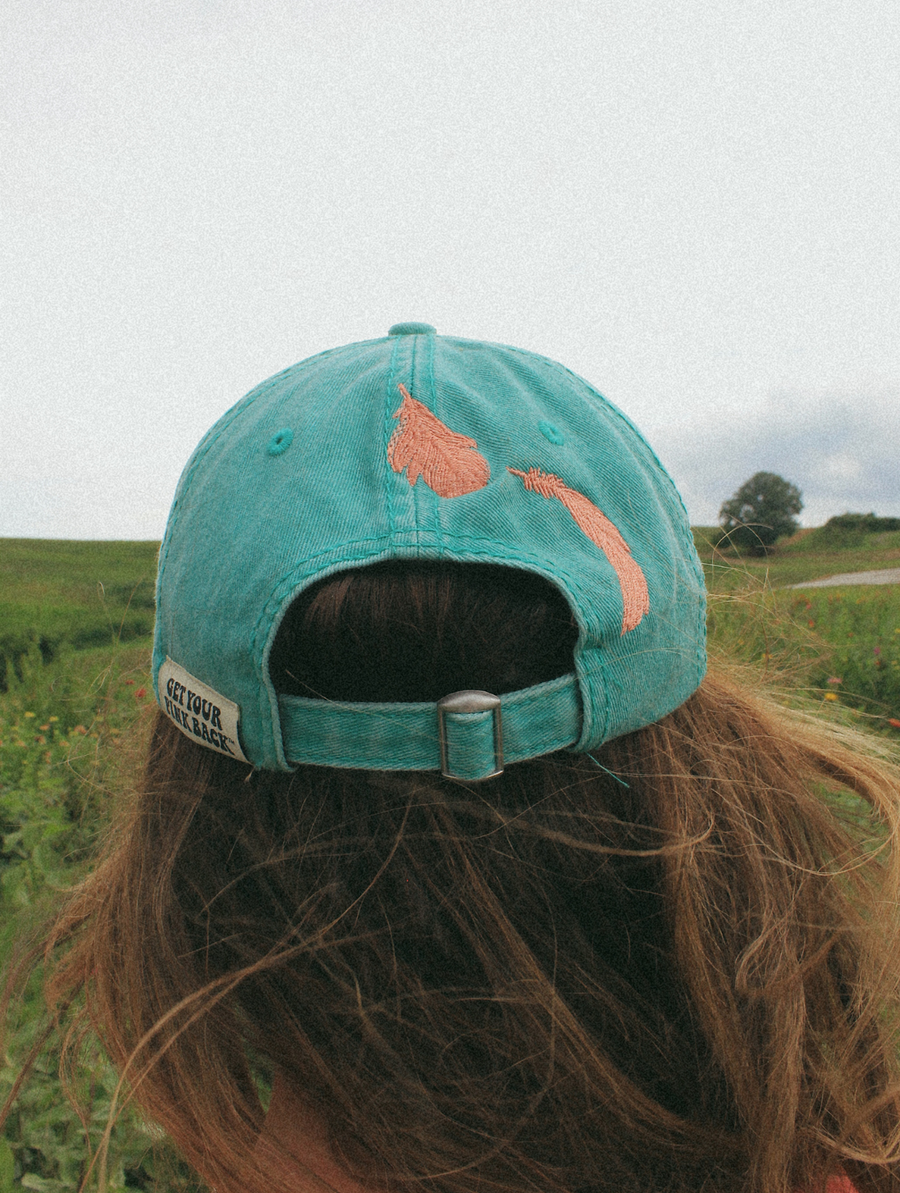 Get Your Pink Back™ Feather Line Green Dad Hat