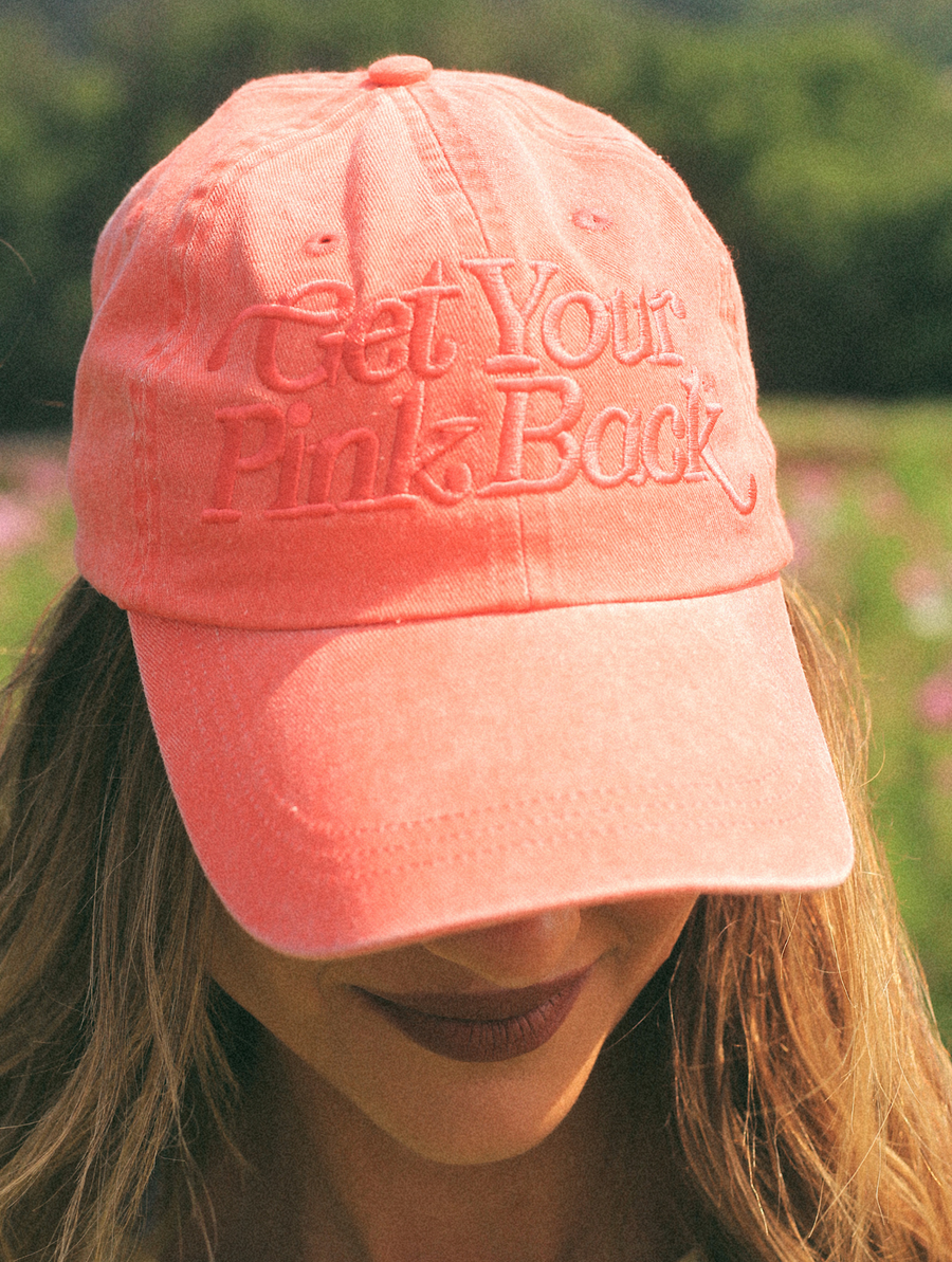 Get Your Pink Back  Feather Line Red Dad Hat