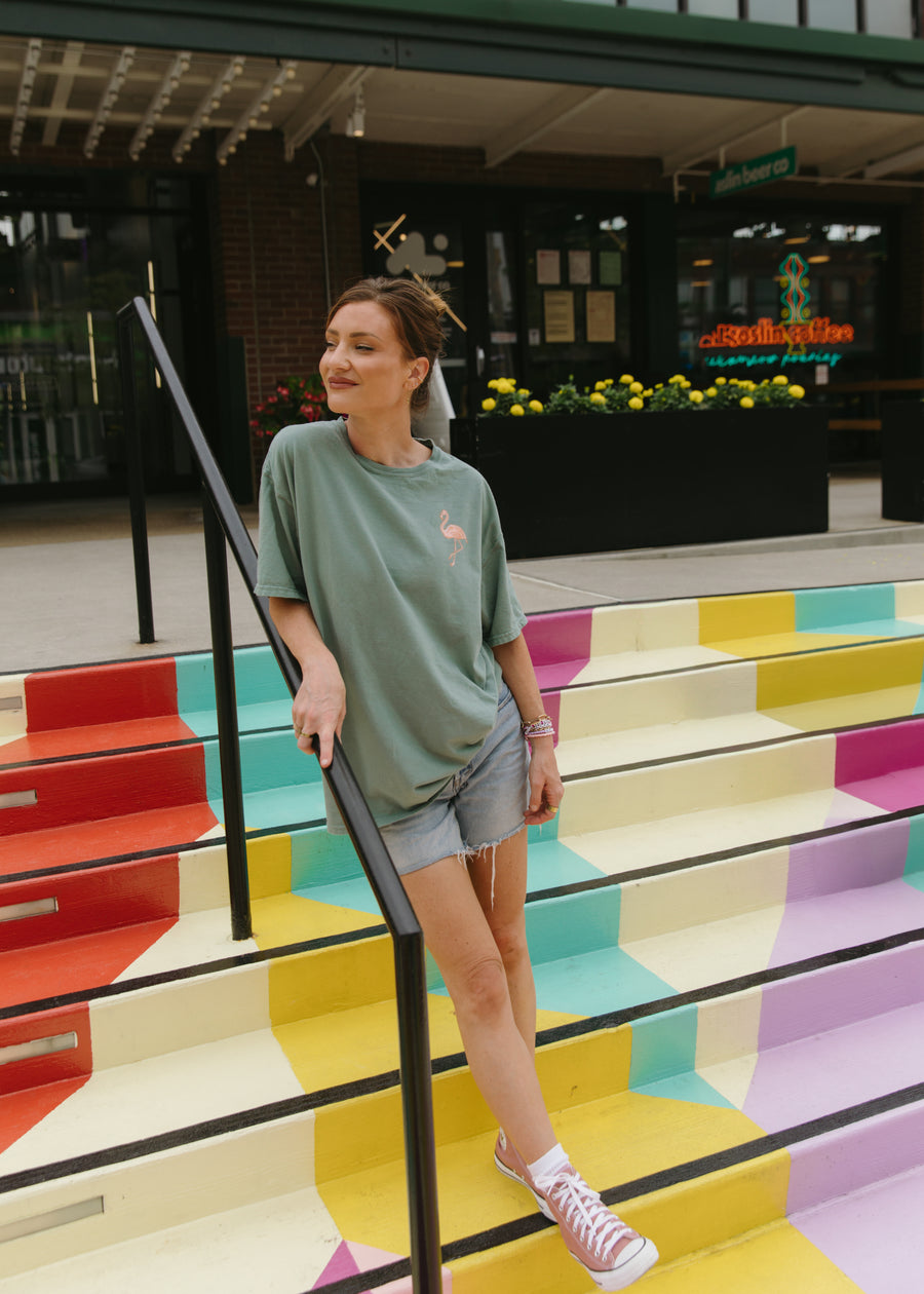 Get Your Pink Back Pigment Green Tee