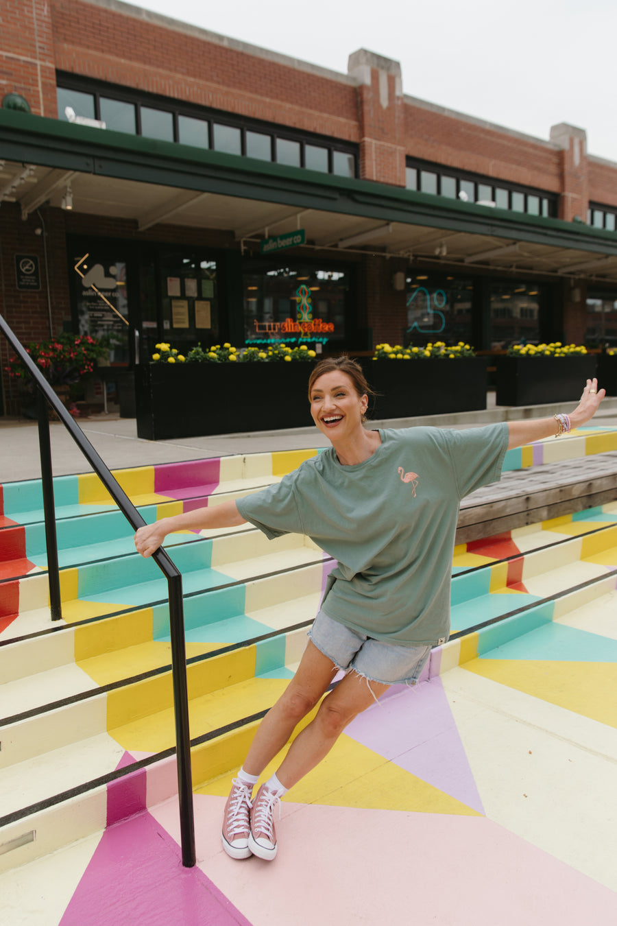 Get Your Pink Back Pigment Green Tee