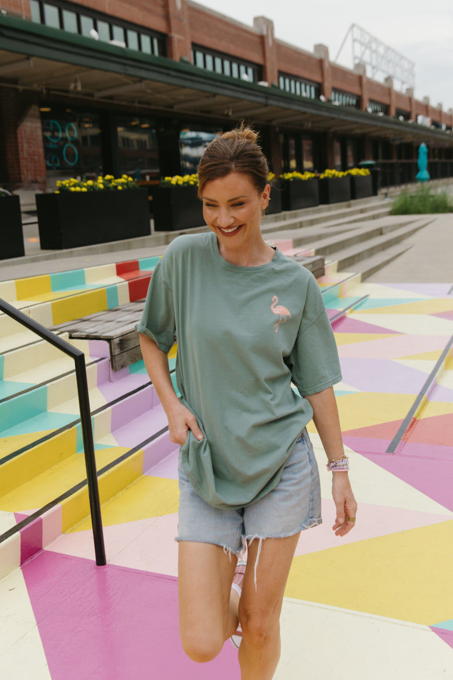 Get Your Pink Back Pigment Green Tee