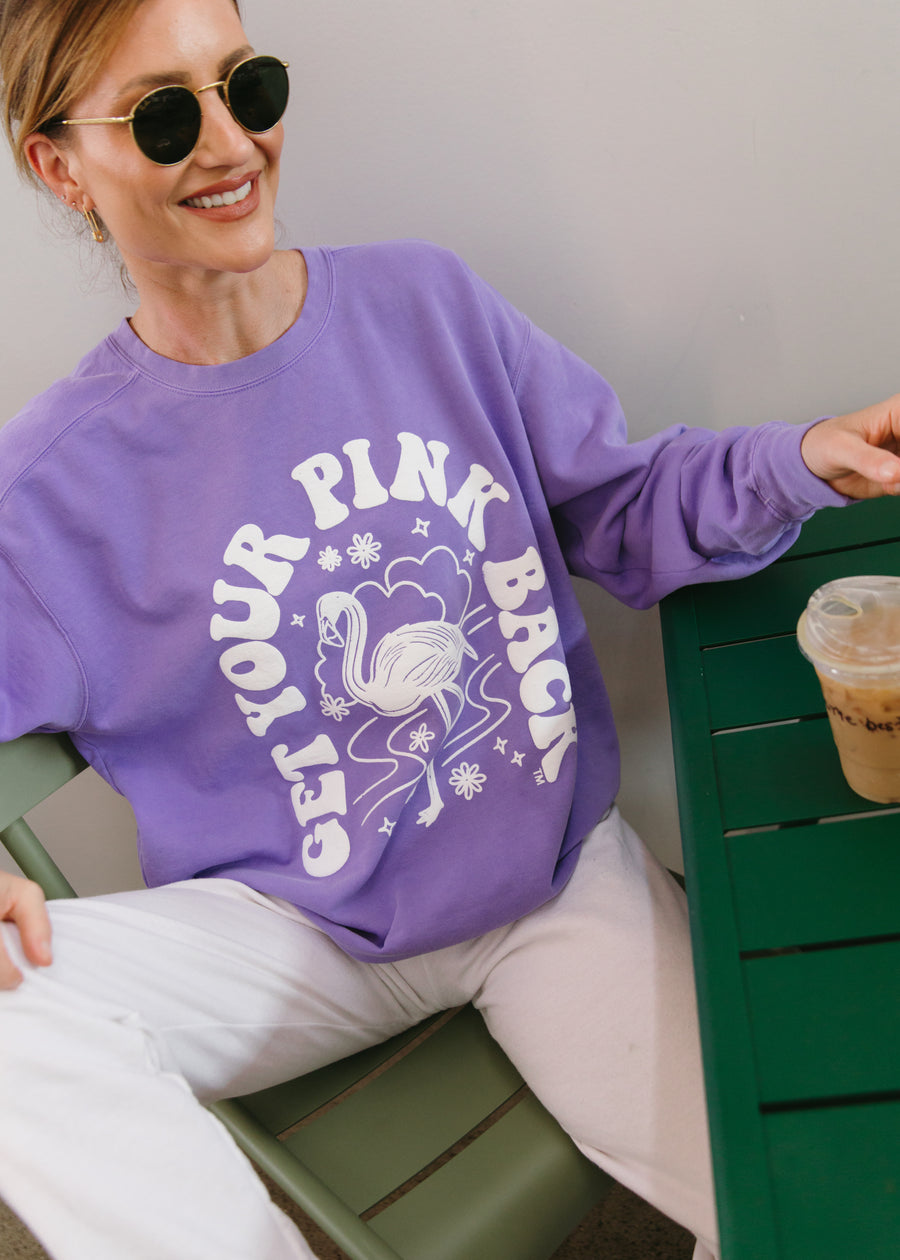 Get Your Pink Back Pigment Purple Puffy Crewneck
