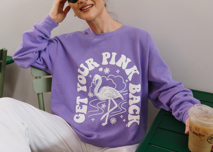 Get Your Pink Back Pigment Purple Puffy Crewneck