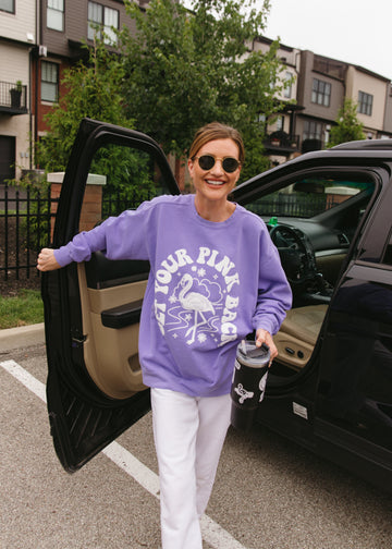 Get Your Pink Back Pigment Purple Puffy Crewneck