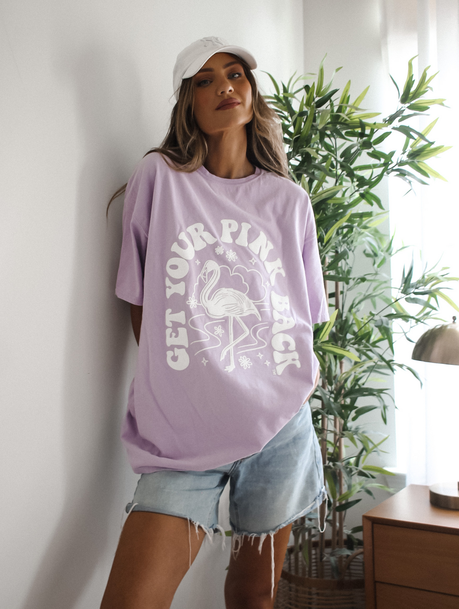 Get Your Pink Back Violet Pigment Dyed Puffy Tee