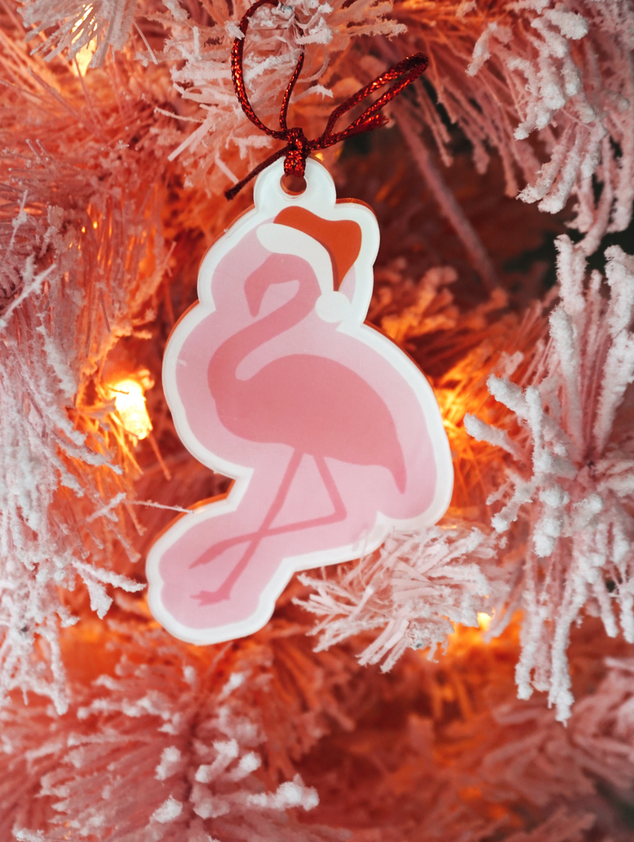 Flockin' Around the Christmas Tree Flamingo Ornament