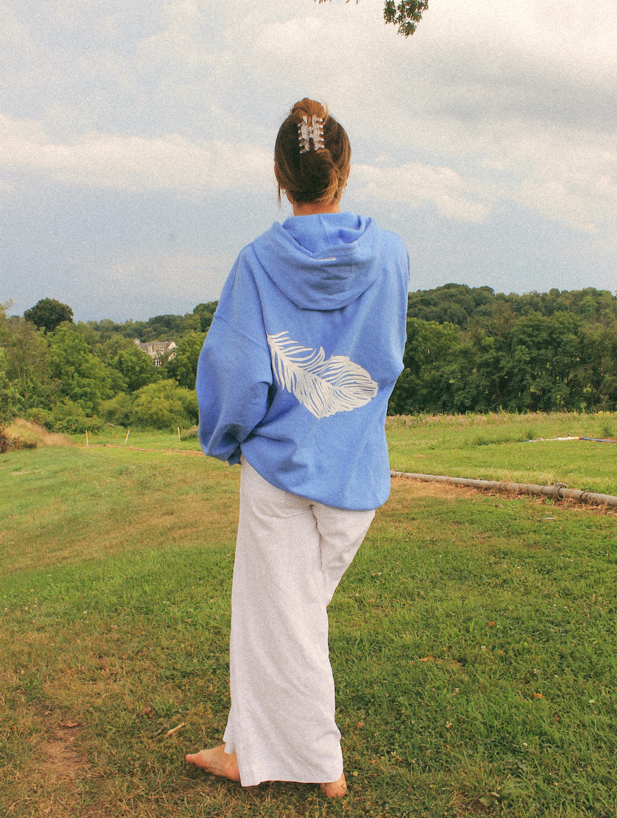 Get Your Pink Back  Feather Line Blue Hoodie