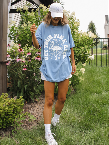 Get Your Pink Back Denim Pigment Dyed Puffy Tee