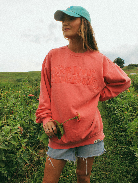 Get Your Pink Back Feather Line Pink Crewneck get-your-pink-back-feather-line-pink-crewneck