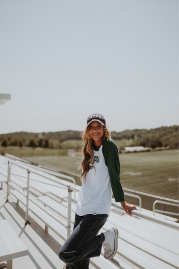 Varsity Collection Forest Green Three Quarter Sleeve Tee