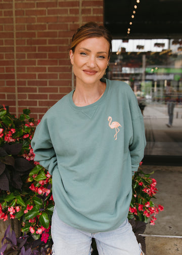 Get Your Pink Back Pigment Green Crewneck