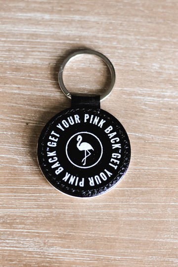 Get Your Pink Back Black & White Collection Leather Keychain