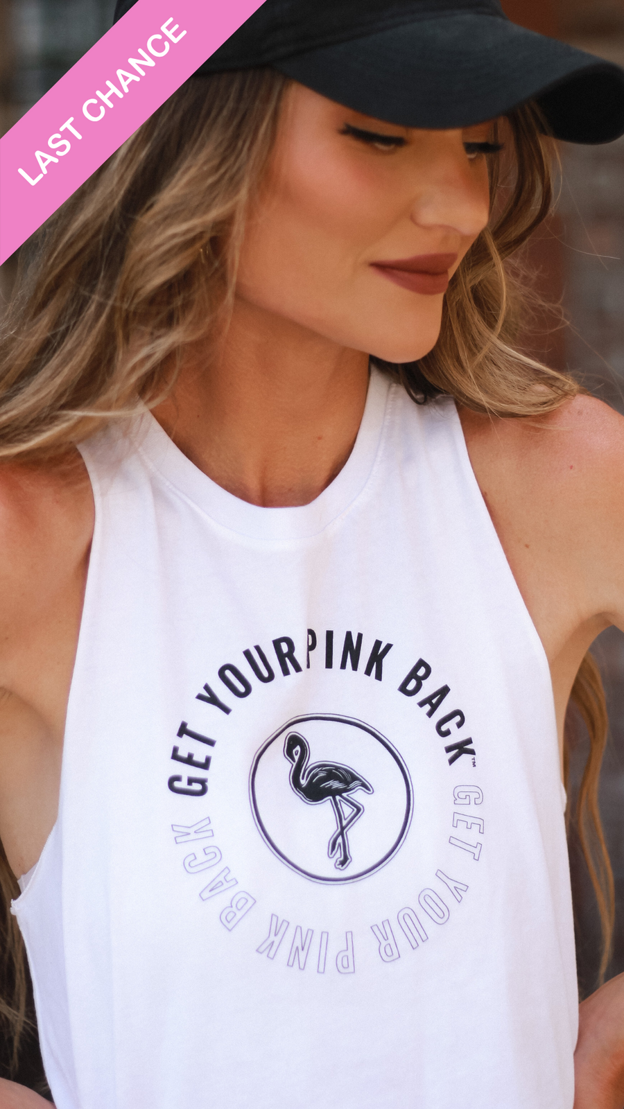 Last Chance! Get Your Pink Back Black & White Collection White Tank