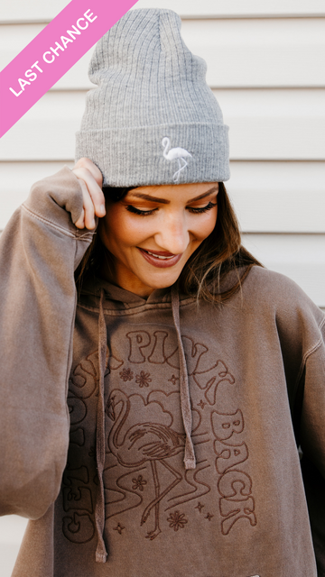 Last Chance! Get Your Pink Back  Embroidered Gray Beanie