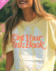 Last Chance! Get Your Pink Back Feather Line Yellow Tee