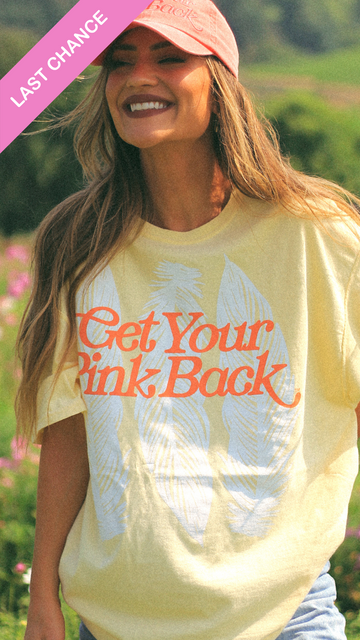 Last Chance! Get Your Pink Back Feather Line Yellow Tee