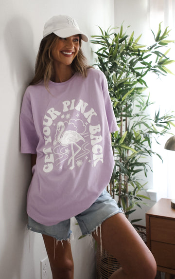Get Your Pink Back Violet Pigment Dyed Puffy Tee