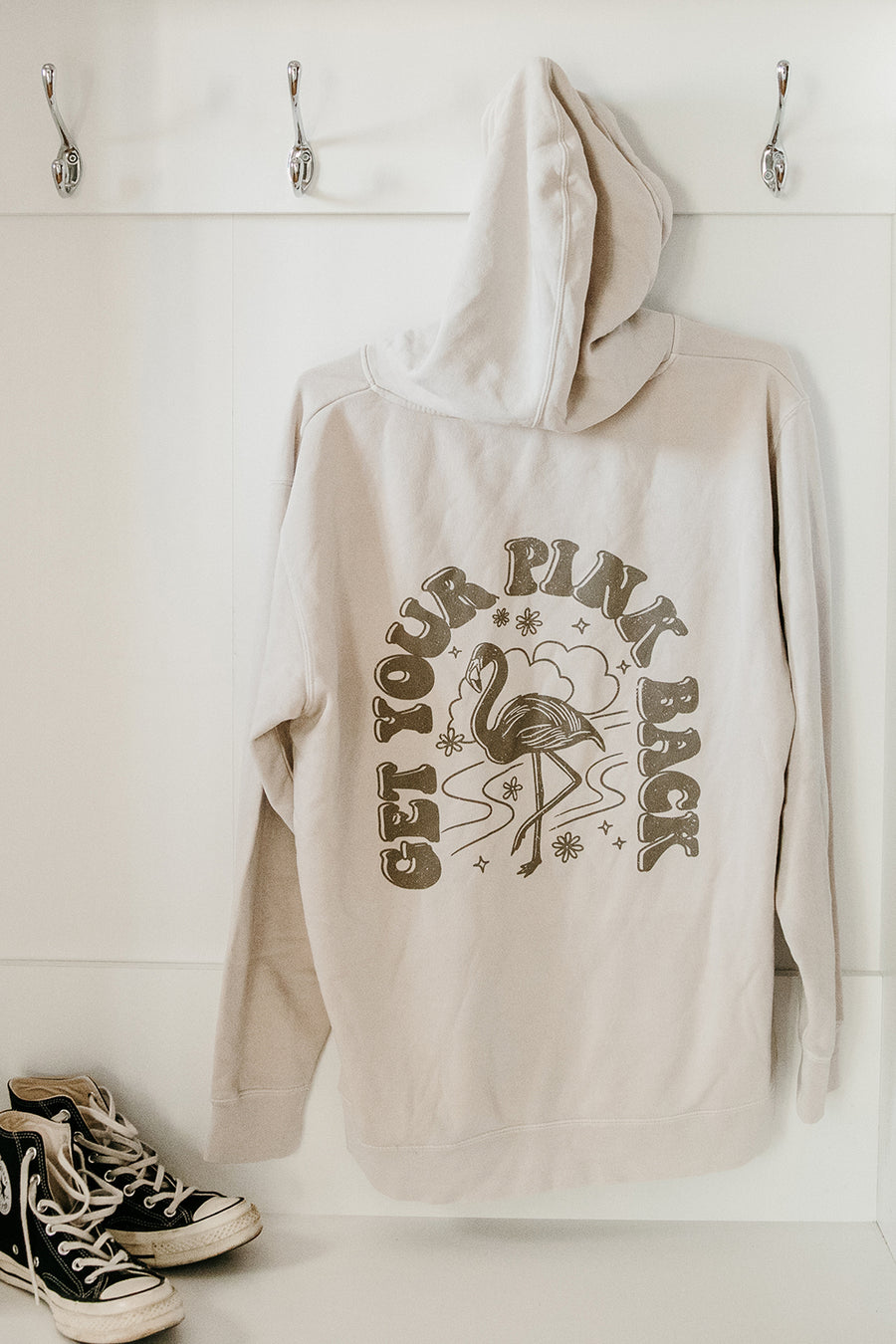 Get Your Pink Back Pigment Dyed Ivory Hoodie