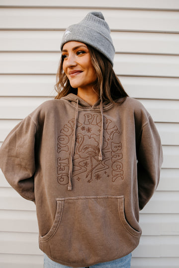 Get Your Pink Back  Embroidered Hoodie Clay